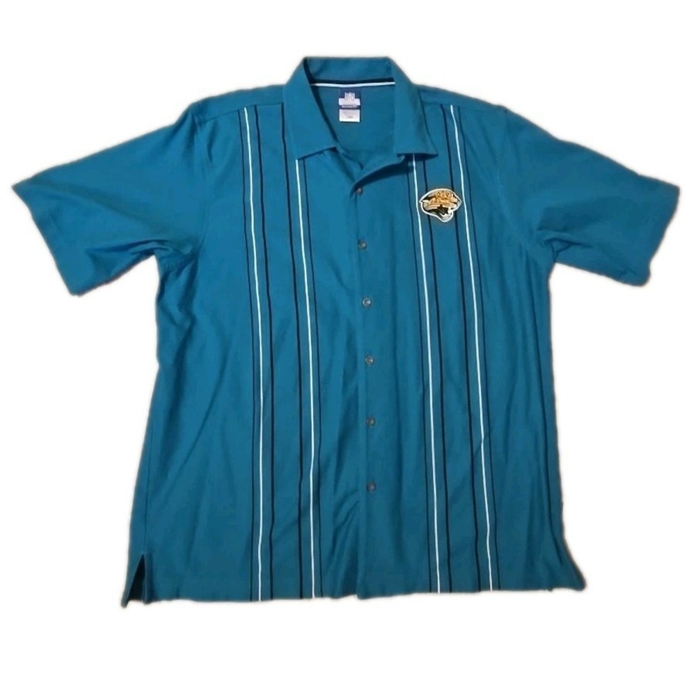 Reebok Jacksonville Jaguars Shirt Mens L Teal Button Up NFL Team Apparel Retro L